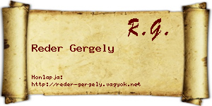 Reder Gergely névjegykártya